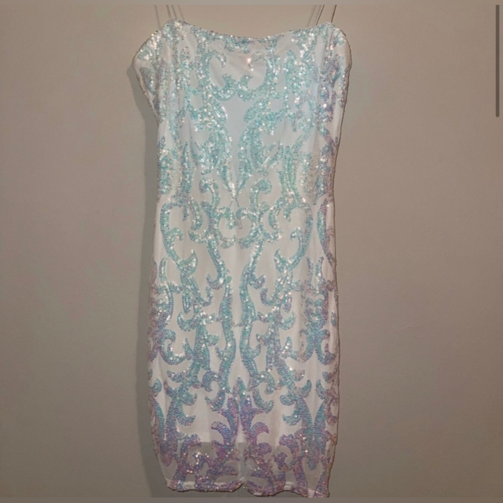 White sequin homecoming dress